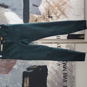 Pilcro & The Letterpress Damask Green Zip Ankle Crop Jean Anthropologie Women 26